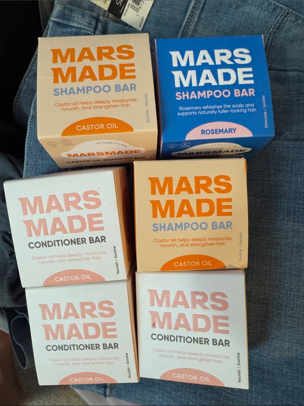 (6) Mars Made Castor Oil (3) Shampoo/ (3) Conditioner Bar 1 Rosemary